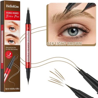 Hello Kiss маркер Double-Headed Brow Pen 01 Light Brown (светло-коричневый) 1 мл