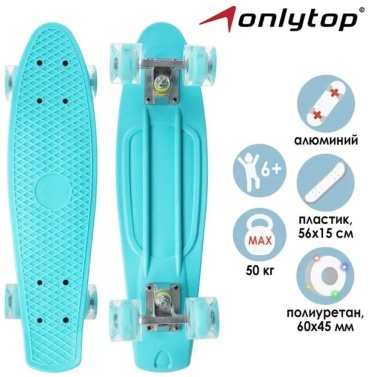 Скейтборд Onlytop 569748655 бирюзовый 10 дюйм