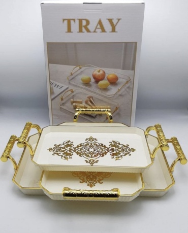 Поднос TRAY белый, золотистый