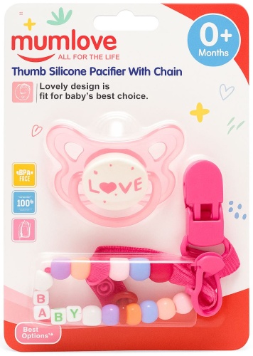Пустышка angels shop mumlove 4/7 Red, 1 шт, красный