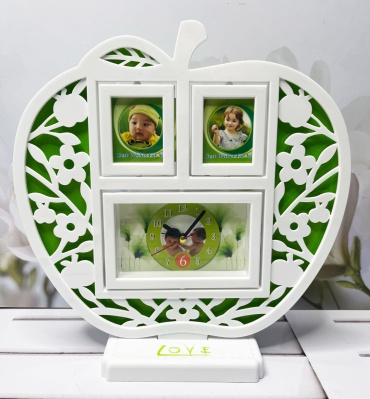 Яблоко с часами 8x12 белый, зеленый