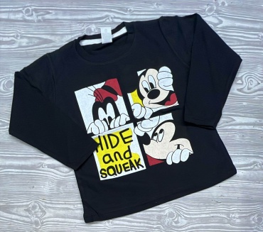 Лонгслив принт: HIDE and SQUEAK черный