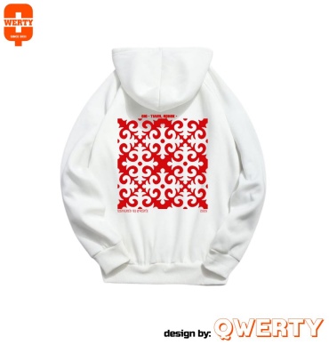 Худи QWERTY ETNO белый, красный