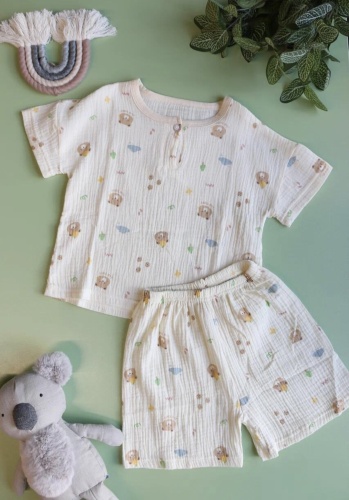 Пижама Soso baby белый, бежевый