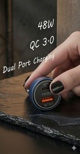 Зарядное устройство Sulim 8727-автомобольная зарядка USB Type-C, USB 48 Вт черный