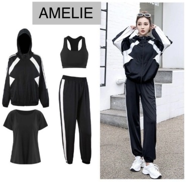 Спортивный костюм AMELIE черный, белый