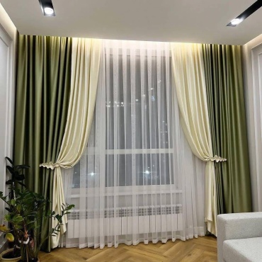 Комплект 300x270 см 3 шт, велюр, зеленый, золотистый