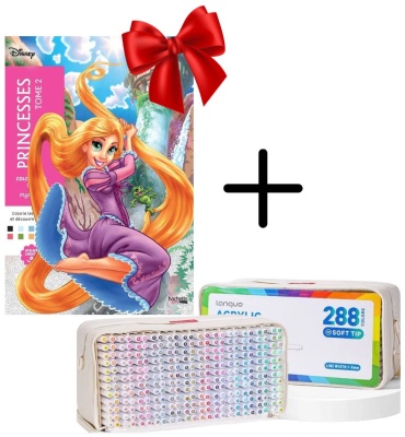 Раскраска Hachette Heroes Disney :Princesses 2+акриловые маркеры Languo 288