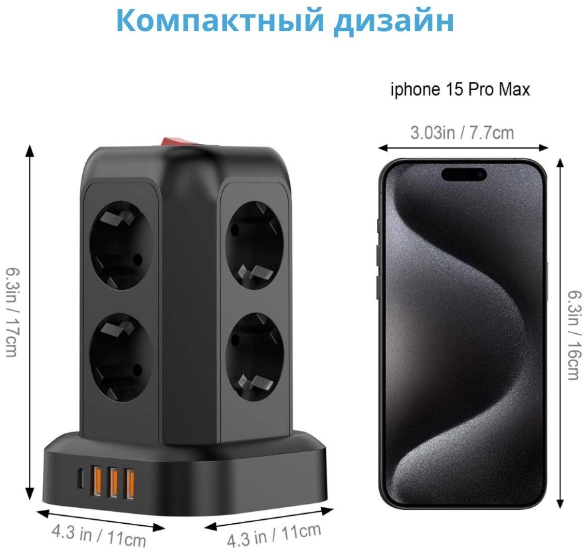 Сетевой фильтр KIMAX SetTowers 1.7 м