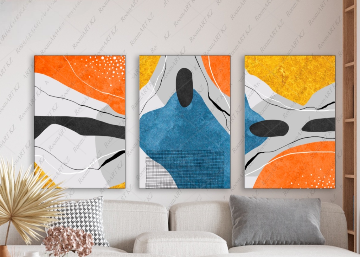 Room Art KZ модульная картина Живопись абстрактная 200x100 см