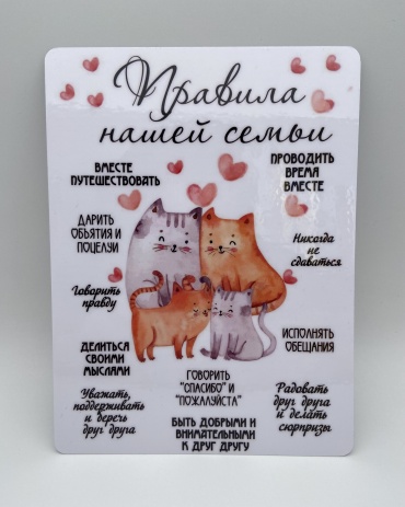Магнит-сувенир Магнит Мотиватор Правила нашей семьи 1 шт