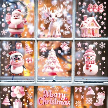 Набор наклеек Merry Christmas розовый 30 см