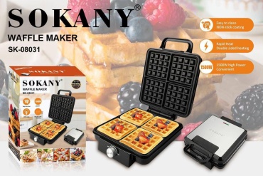 Вафельница SOKANY SK-08031 черный, серебристый