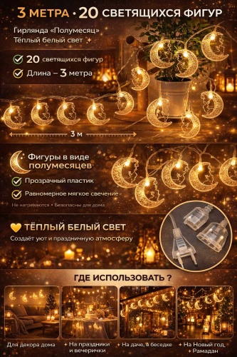 Гирлянда для Рамадан Полумесяца! Декорация Украшение Hadya