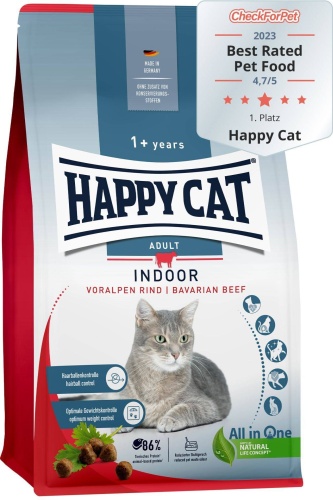 Корм Happy Cat для живущих в помещении говядина 1.3 кг