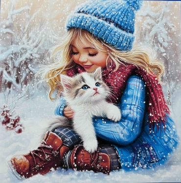 Набор для вышивания Cross Stitch Дружба девочки и котенка