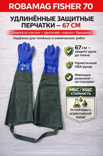 Перчатки химически стойкие, прорезиненные 1 шт.