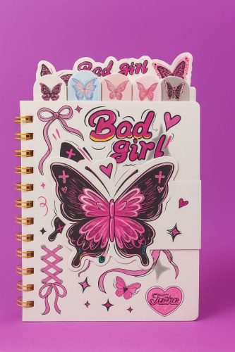Блокнот Блокнот “Bad girl” с бабочками, для подарок,розовый стиль, A5, 80 л, розовый