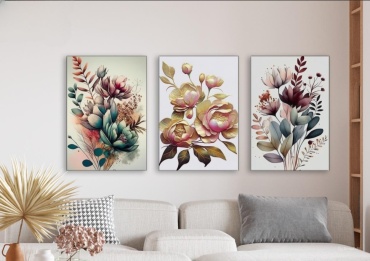 Room Art KZ модульная картина Цветочная живопись 180x90 см