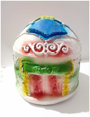 Копилка Юрта , белая , гипс , 14 см * 14 см * 14 см