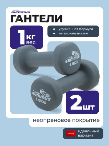 Набор гантелей неразборная 1 кг