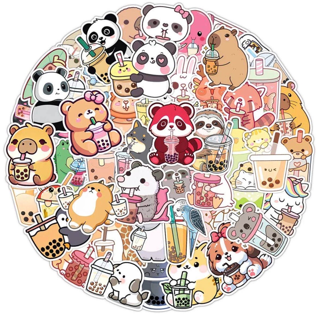 Наклейки Набор Animal Bubble tea 50