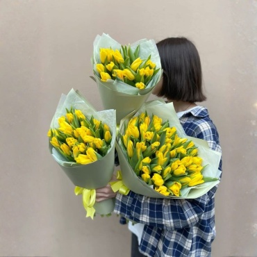 LA flowers букет с открыткой 3 букета тюльпанов тюльпан 91 шт 50 см
