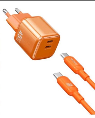 Зарядное устройство WIWU Wi-G025 C-C EU Cube USB Type-C 45 Вт оранжевый