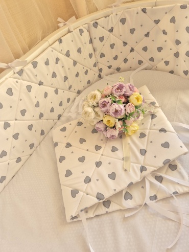 Бортики YUKKA BRAND 120*60, сатин, белый, серый