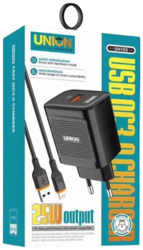 Зарядное устройство Union UH103 USB 25 Вт черный