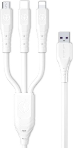 Кабель WEKOME micro-USB 3.0 (F), USB TypeC (F), Lightning (F), USB 3.0 (M), 1.2 м, белый