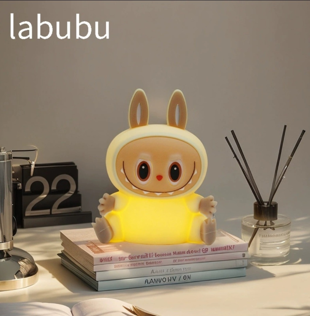 Ночник детский настольный Labubu/детский ночник/силикон, теплый белый, желтый, красный, разноцветный, голубой