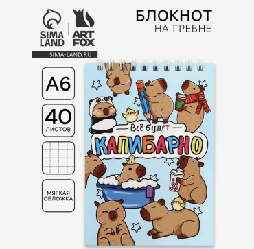 Блокнот ArtFox Капибара, A6, 40 л, мультиколор