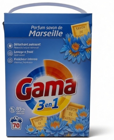 Стиральный порошок GAMA для белых и светлых тканей Parfum savon de Marseille 3in1 3.8 кг