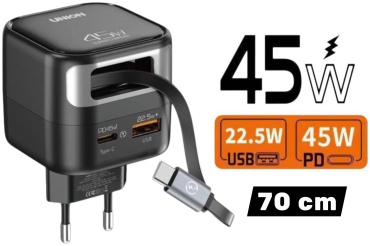Зарядное устройство Uh97 USB Type-C, USB 22.5 Вт черный