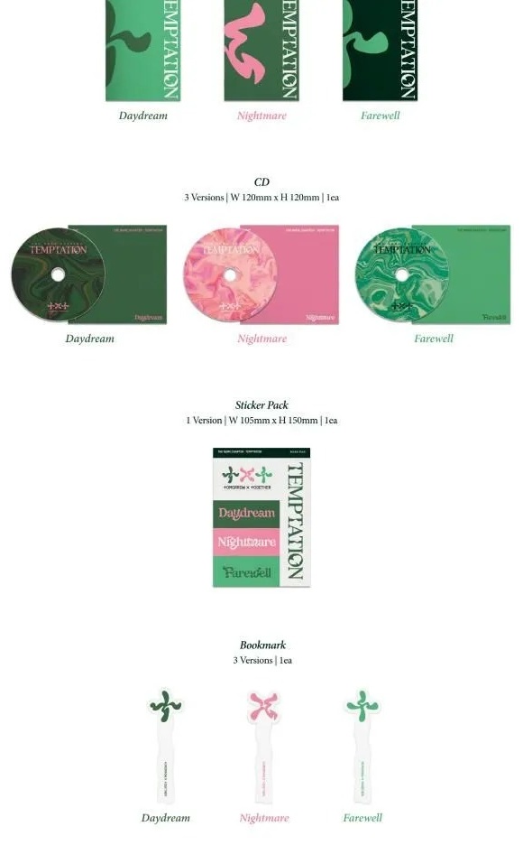 Музыкальный диск BIGHIT MUSIC TXT - THE NAME CHAPTER: TEMPTATION 5th Mini Album 3 Version SET