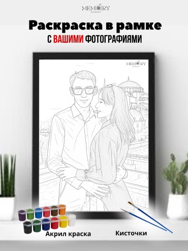 Именной подарок Memory Moment раскраска в рамке с вашими фотографиями