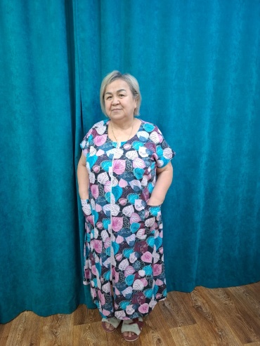 Хлопковый халат голубой