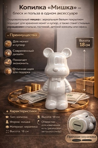 Копилка Медвежонок, керамика