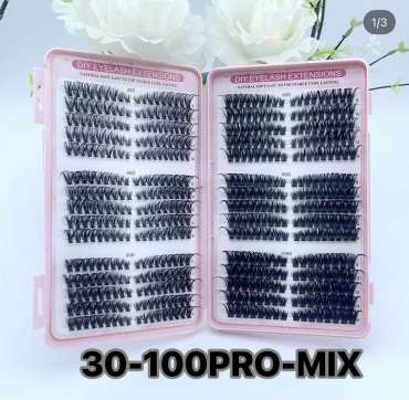 Diy Eyelashes пучковые C, D 0.03 мм черный mix 8-16 мм