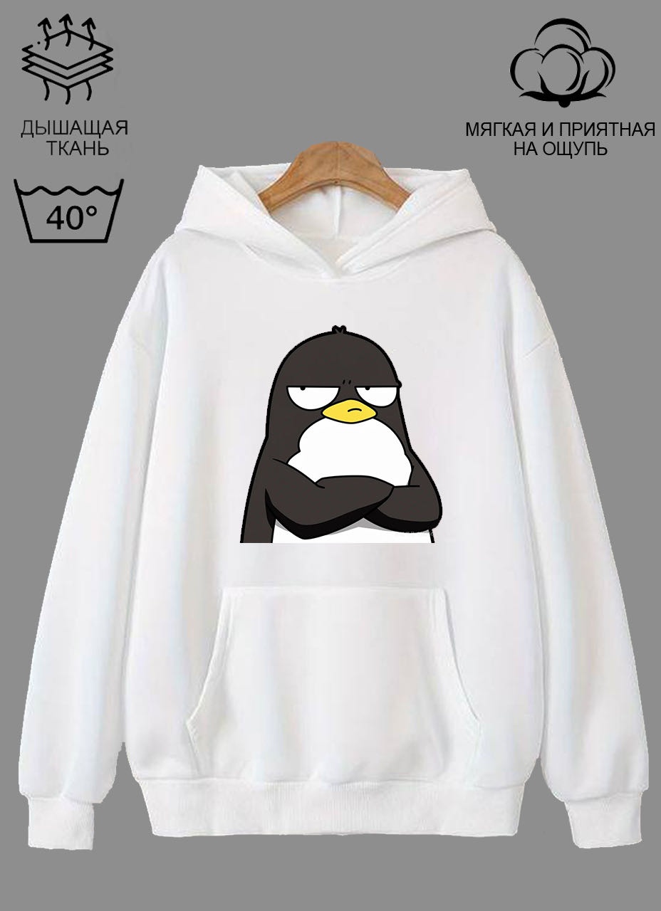 Худи Qazahi brand Пингвин белый
