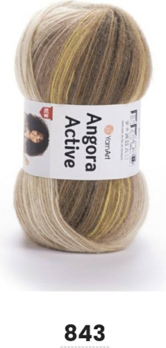 Моток YarnArt Angora Active Ангора Актив секционная 843 желто бежевый 500 м 100 г