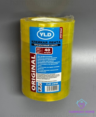 Канцелярская лента YLD YLD 24мм*40м, ширина 24 мм, 4 шт, желтый, прозрачный