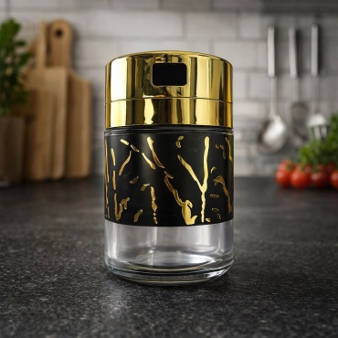 BayStore солонка черный мрамор крулый, пластик, стекло