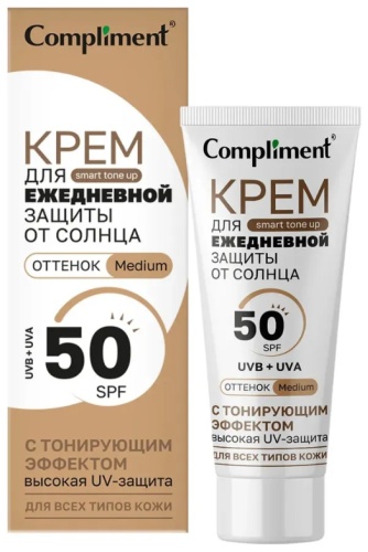 Compliment крем Крем для лица Compliment для защиты от солнца с тонирующим эффектом оттенок 02 Medium 50мл для лица 50 мл