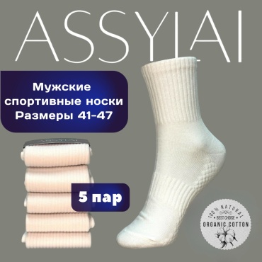 Спортивные носки Assylai 5 пар белый 41-47