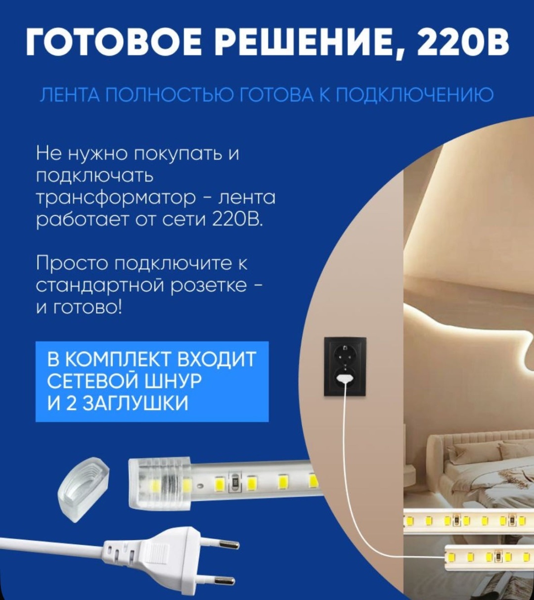 Светодиодная лента Feron белый 25 м