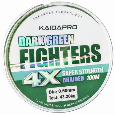 Kaida плетеная леска FIGHTERS Dark Green 4X 0.6 мм зеленый