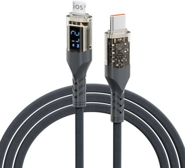 Кабель USB TypeC (M), Lightning (M), 1 м, серый
