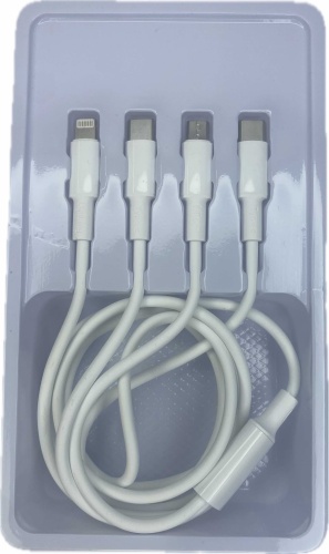 Кабель USB TypeC (F), micro (M), Lightning, 1 м, белый